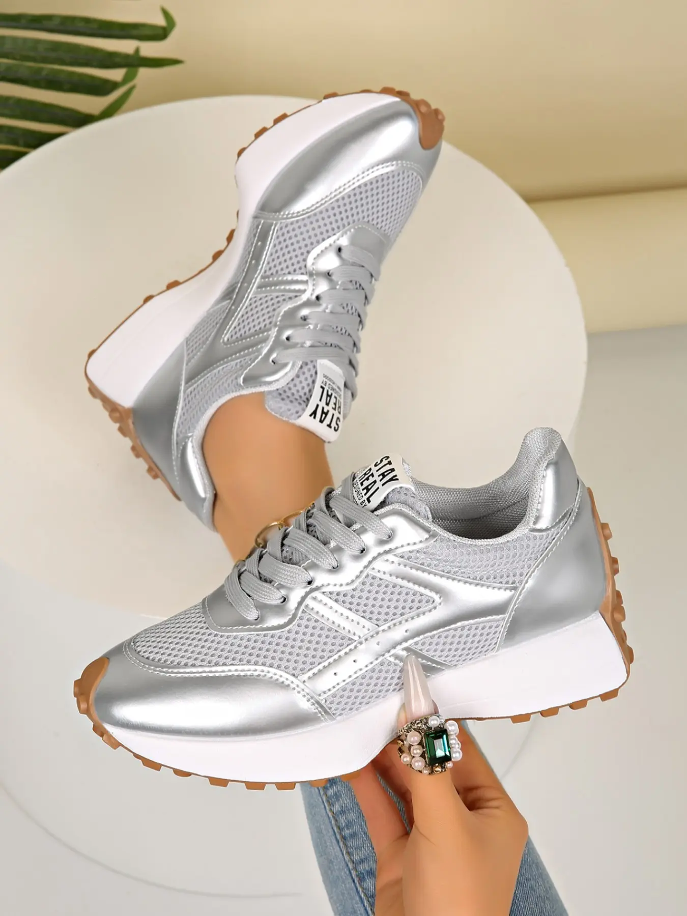 Spring Summer Breathable Patchwork Women's Retro Multicolor Running Shoes, Fresh Fashion Thick Sole Slip-Resistant Mesh Comfort Lightweight Casual Shoes