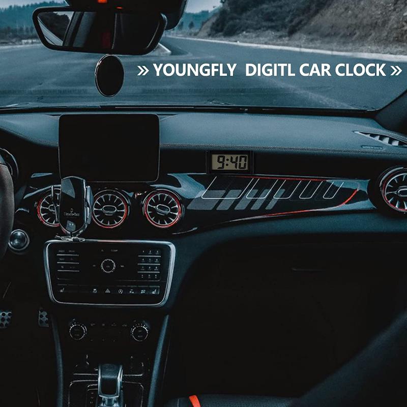 Compact Mini Digital Clock - Car Dashboard Time Display with Self-Adhesive Bracket for Vehicle Electronic Accessories