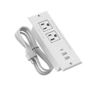 1500W Recessed Power Strip Desktop Power Station with 2 AC Outlets 1 USB-C & 2 USB-A Ports Mountable for Tabletop Sofa Quick Installation Secure Fit Space Saving Design