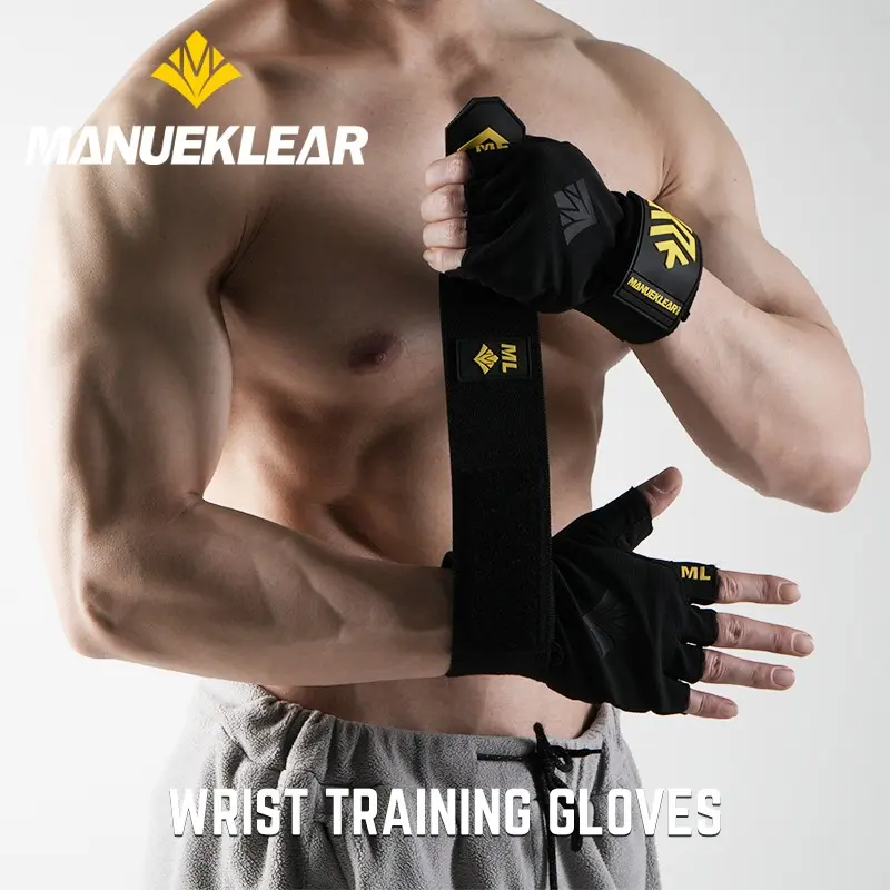 Manueklear Wrist Support Training Gloves, Non-Slip Palm, Breathable Elastic Fabric, Sweat-Absorbent, Adjustable Velcro Strap, S/m/l/xl