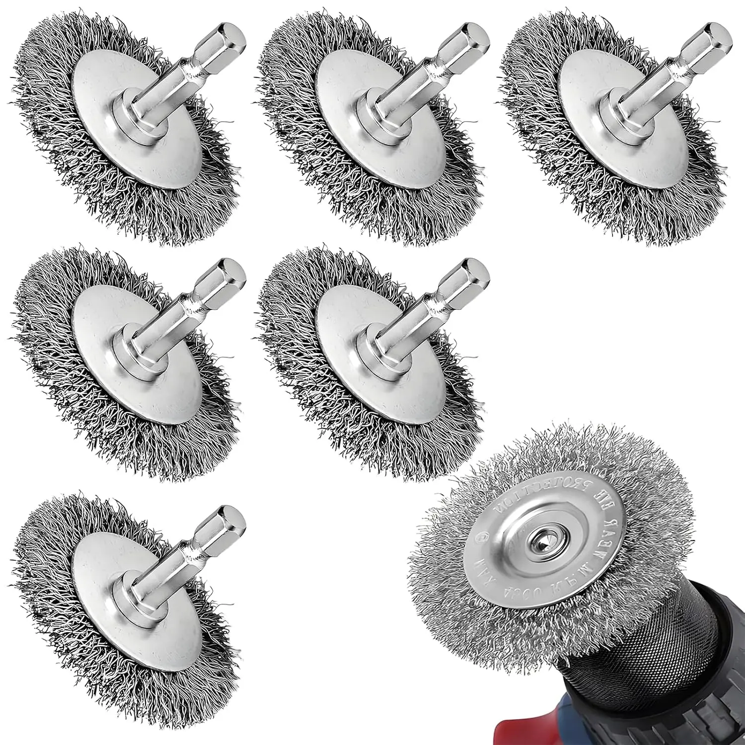 2" Wire Brushes for Drill, Stainless Steel Wire Wheel Brushes Kit with 1/4-Inch Hex Shank, 6 count
