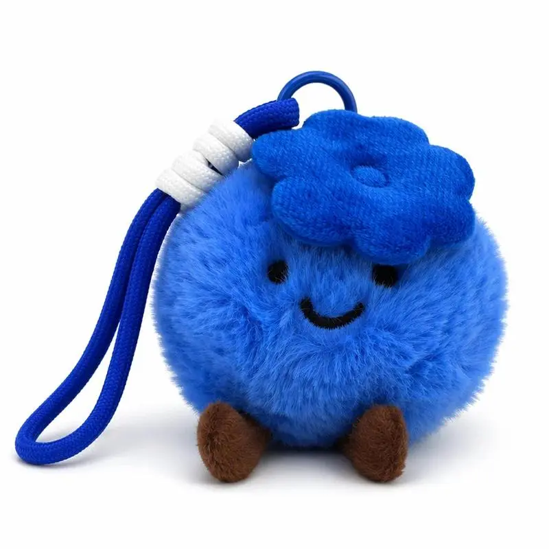 2PCS Cute Fluffy Blueberry Plush Keychains as Show - Bad Luck-Blocking Novelty Gag Toy, Bag/Phone Pendant, Home Decor Ornament Gift (Toys & Hobbies), Multipack, Soft Stuffed Doll, Funky