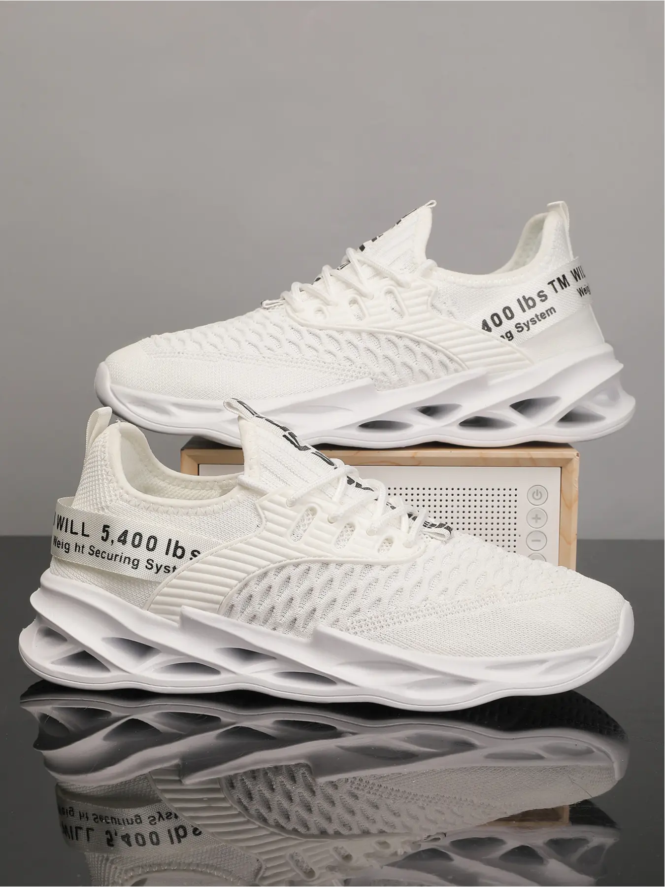 Unisex Breathable Fly Knit Sports Shoes Light Hollow Blade Sole Enhanced Cushioning Daily Walking Lightweight Running Shoes