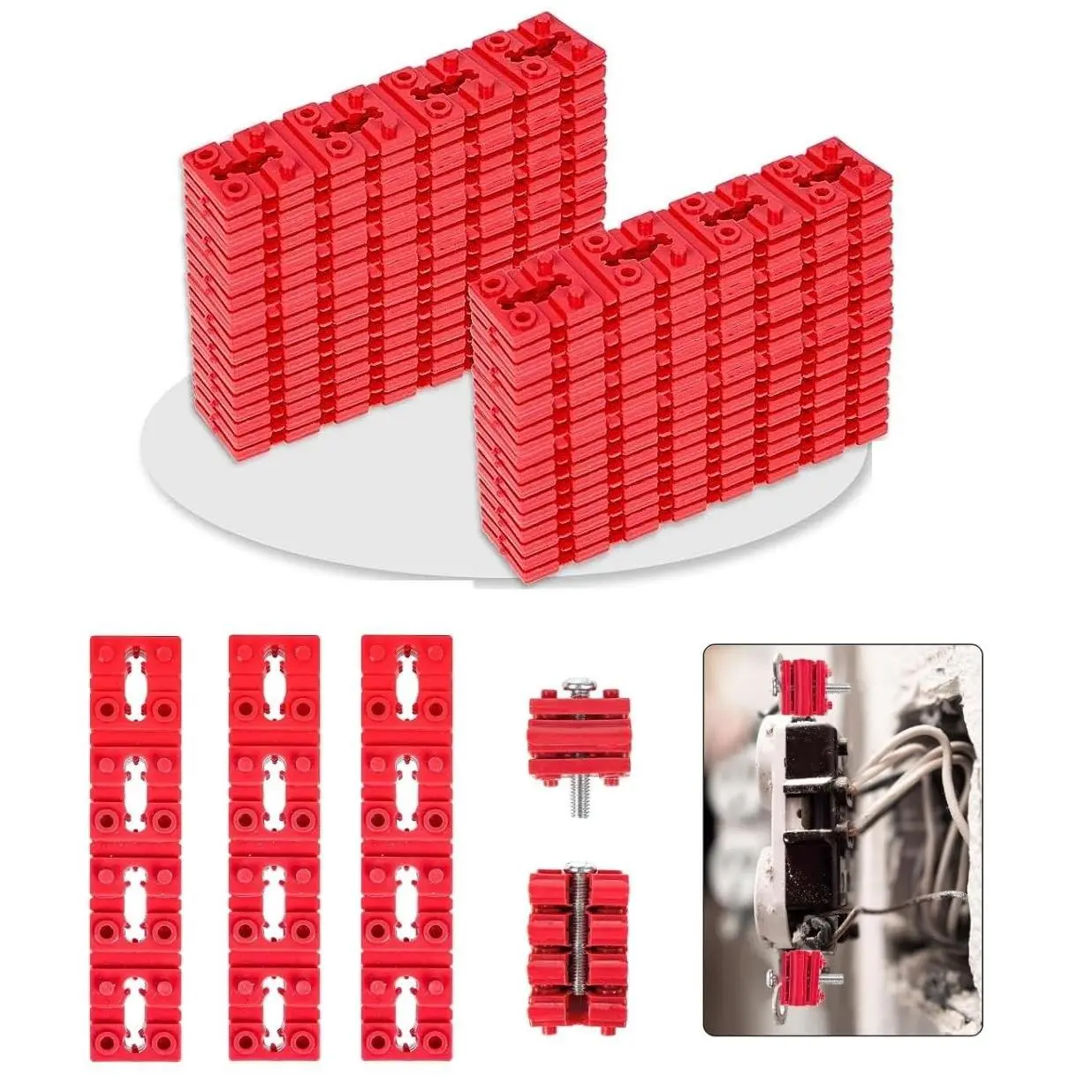 100Pcs Outlet Spacers for Electrical Box, Switch and Receptacle Spacer Shims, Socket Electrical Box Extender for Loose Outlets, RedGift