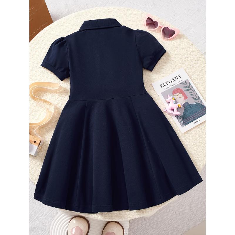 Girls' College-Style Heart-Shaped Pattern Dress Summer Children's Skirt Princess Uniform for Elementary School Students