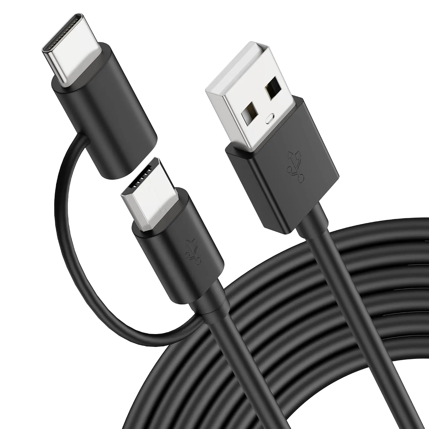 2in1 Mobile Device Charging Cord with Type-C Connector, 6ft Length, Compatible with Kindle Fire 6/7/8/10, E-Reader, Paperwhite, TV Stick, Android USB Devices, 6-Foot Length, Kindle Series