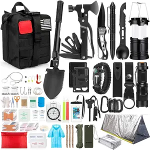 Survival Kit, 250Pcs Survival Gear First Aid Kit with System  Bag and Emergency Tent, Emergency Kit  Earthquake, Outdoor Adventure, Hiking, Hunting, Gifts  Men Women