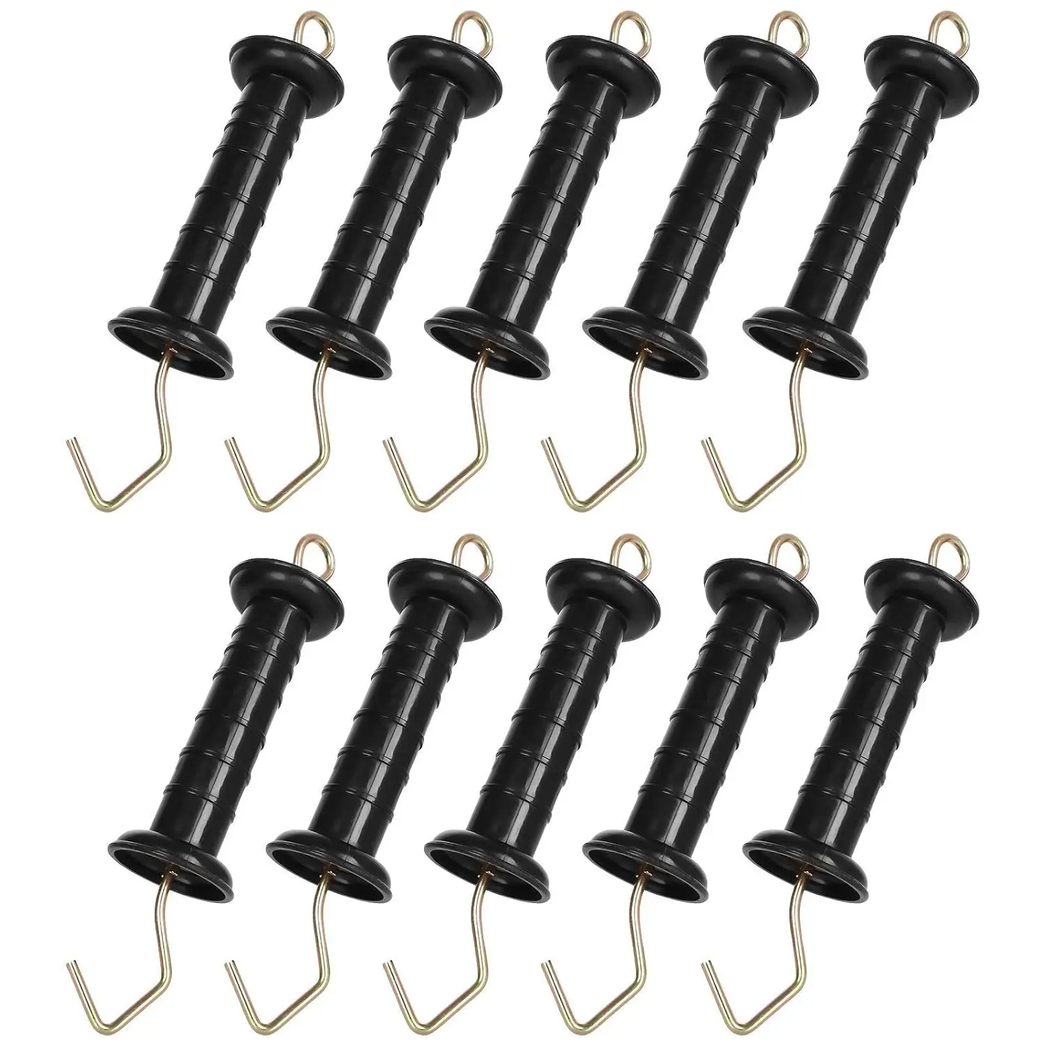 ABuff 10 Pack Black Plastic Electric Fence Gate Handle Insulators, Spring Loaded Simple Tension Gate Handle, Ranch Fence Accessories