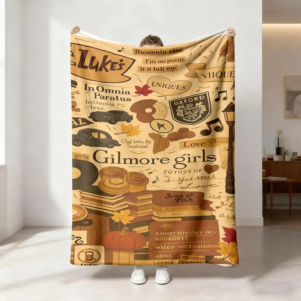 This Gilmore Girls-themed retro-style digital-print flannel blanket is soft, warm, and versatile, suitable for use as a sofa bed cover, an office nap blanket, an outdoor camping blanket, or a gift for all seasons