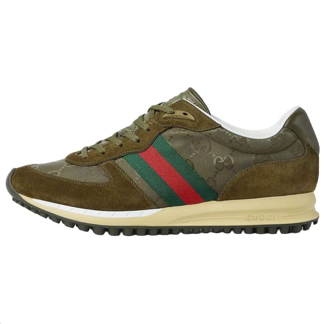 Gucci Re-Motion Canvas Low-Top Lace-Up Casual Sneakers for Men in Dark Green Verifiable, with credentials and supporting global authentication