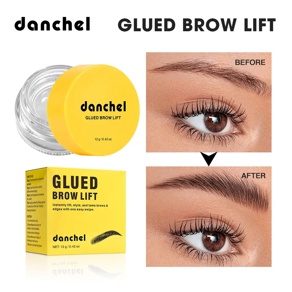 Danchel Brow Lifting Styling Gel, Strong All-Day Hold Resists Sweat & Oil, Clear Matte Finish, Dual-Sided Brush for Shaping, Use for Brows & Flyaways, Ideal for Natural Fluffy Looks