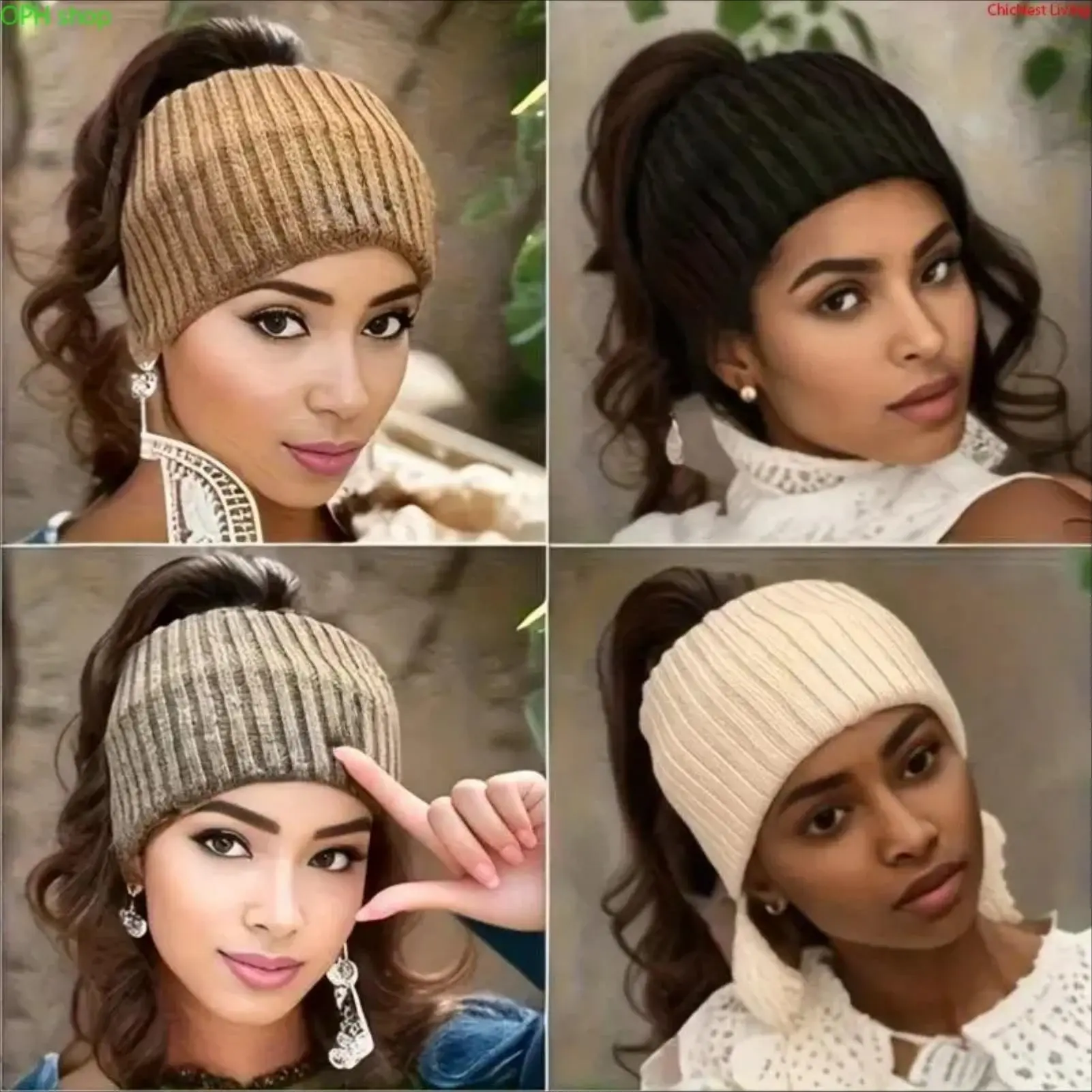Women’s 4-Pack Stretch Fit Headbands - Soft Non-Slip Winter Ear Warmers, Elegant Solid Color 4pcs/set Black + Grey + Khaki + Beige Hair Accessories for Cold Weather Everyday Wear