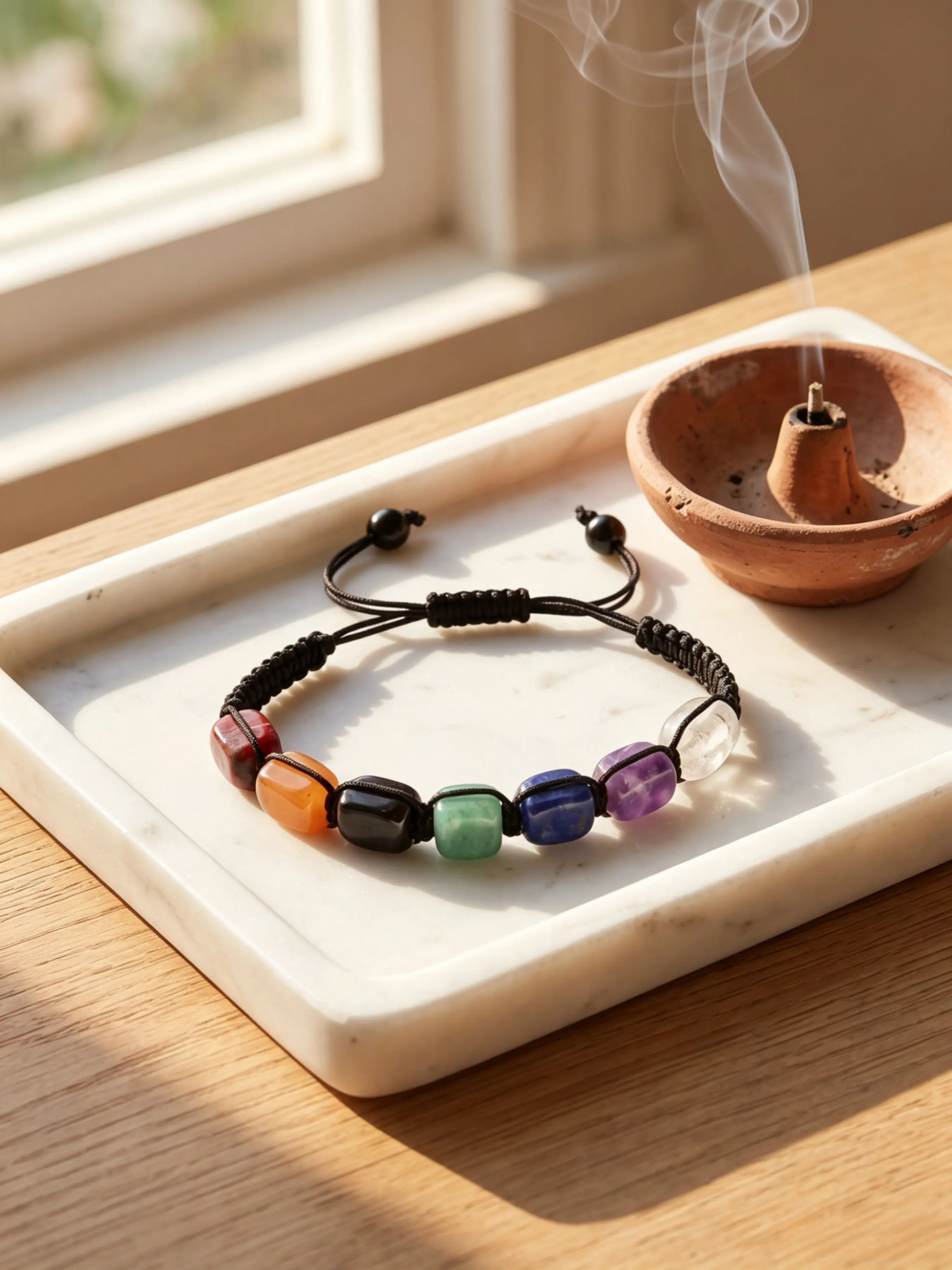 7 Chakra Healing Bracelet, Crystal Beaded, Natural Crystal Beads Elastic Wristband, Yoga Daily Wear, Energy Balance Meditation Jewelry, Spiritual Harmony