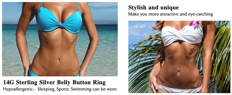 Sanfenly 14G Belly Button Rings for Women 925 Sterling Silver Hypoallergenic Clicker Belly Button Ring Cubic Zirconia Paved Reverse Hoop Belly Rings Body Belly Piercing Jewelry