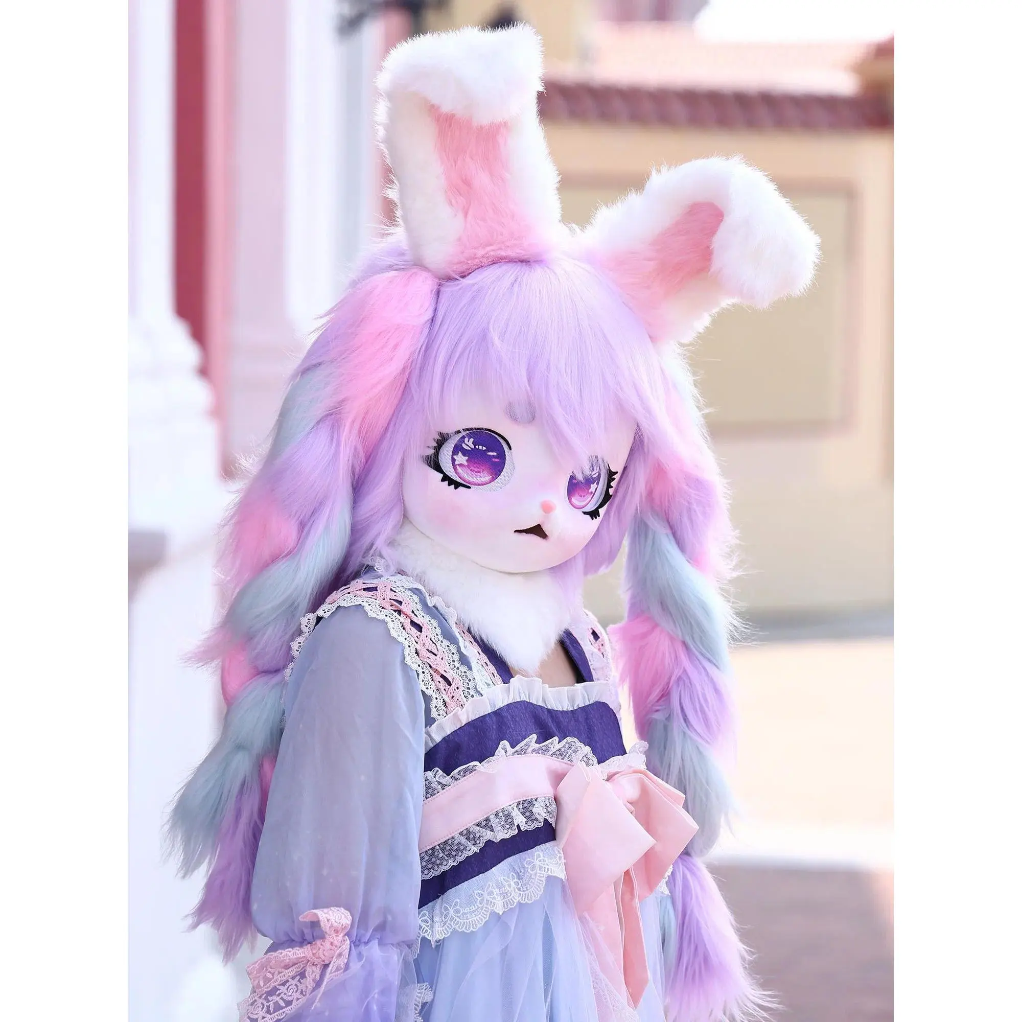 Good Quality 3D Printing Furry Kigurumi Fursuit Head Mask - Plush Cat Fox Cosplay Costume Prop, No Back Side of Head, for Halloween Party Performance, Children's Gift (Festive & Party Supplies)