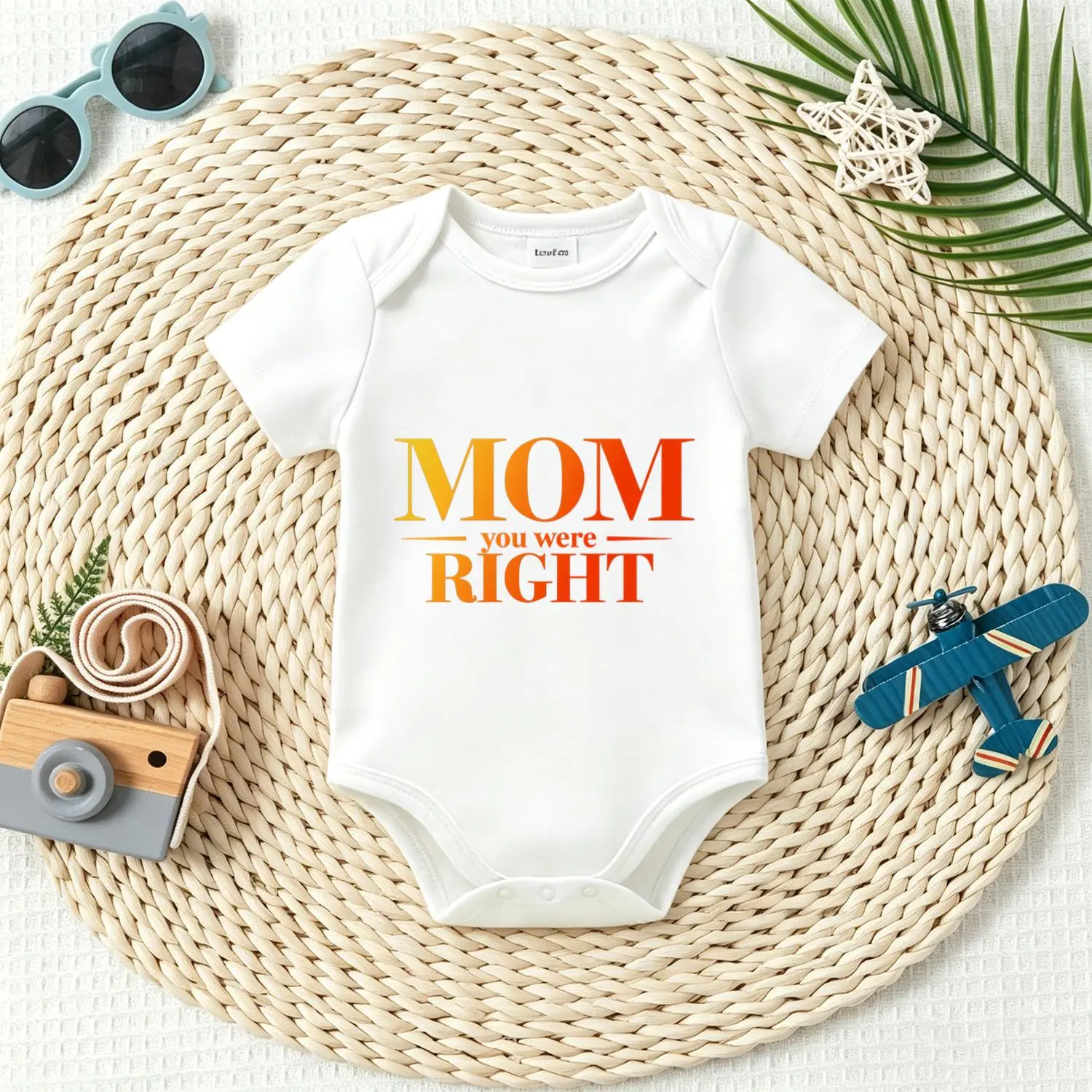 Mom You Were Right Printed Baby Bodysuit, Soft Cotton Infant Romper, Cute Newborn Essentials and Funny Baby Shower Gift for Summer Everyday Wear, Minimalist, Snap Buttons