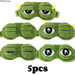 Cute Frog Sleep Mask - Stylish Green 3D Plush Eye Cover with Adorable Expression, Gentle Pressure Light Blocking Durable Fun Piece Great for Summer Travel Birthday Gift & Whimsical Bedroom Aesthetic