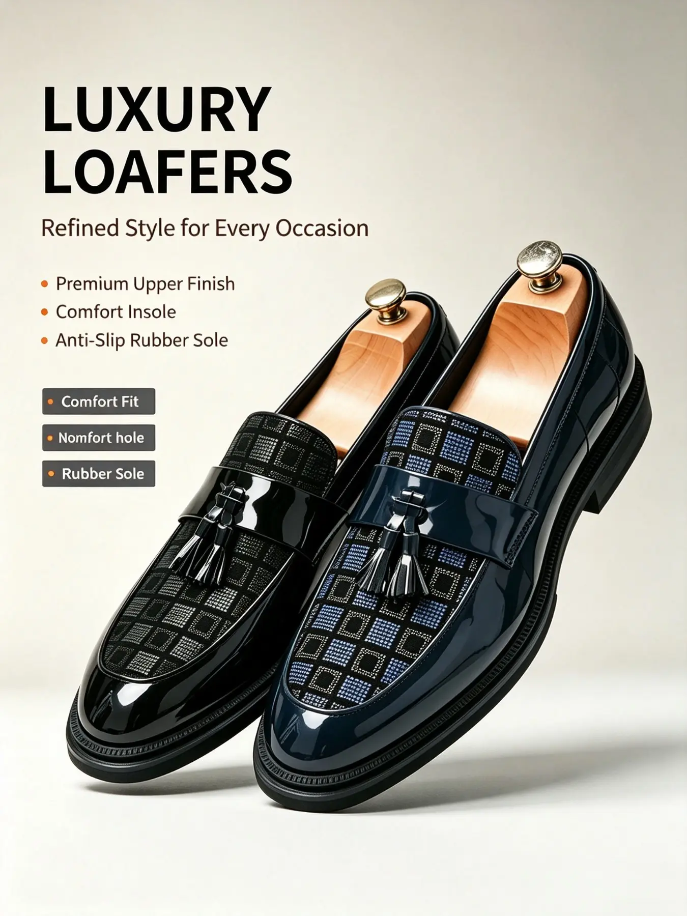 Men's Casual Loafer Oxford Shoes, Fashion Fringe Decor, Plain Pattern, PU Upper, Rubber Sole, All Seasons, Business Office Wedding Party