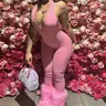 Women's Sexy Backless Halter-Neck Party Jumpsuit, Sleeveless High-Waist Butt-Lifting Slim-Fit Jumpsuit, Fashionable Jumpsuit, Womenswear Fashion for All Seasons