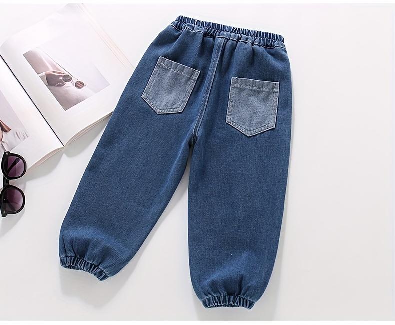 New(New)Boys' Denim Pants Spring/Autumn Long Trousers Fashion Spliced Cuffed Jeans for Kids Comfortable Fit