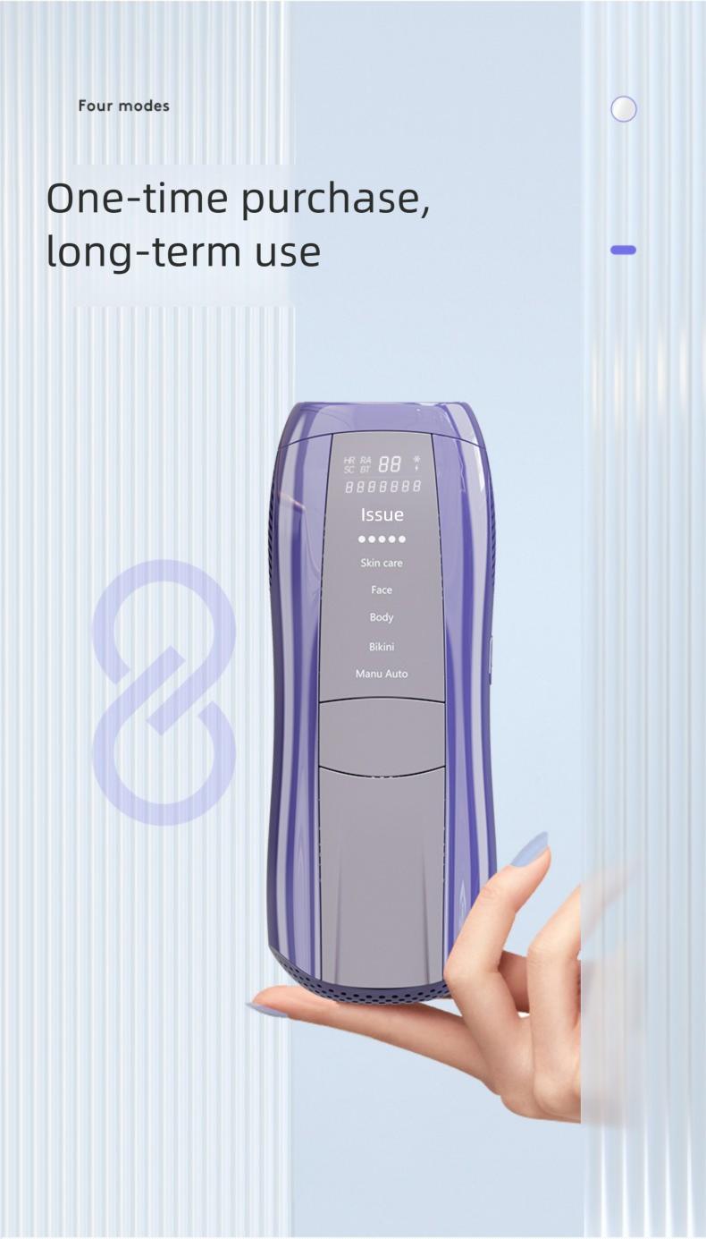 IPL Laser Hair Removal Device with Sapphire Ice-Cooling Technology for Women & Men, Painless & Long-Lasting Hair Remover for Full Body Use at Home, Safe on Face, Bikini Line, Armpits