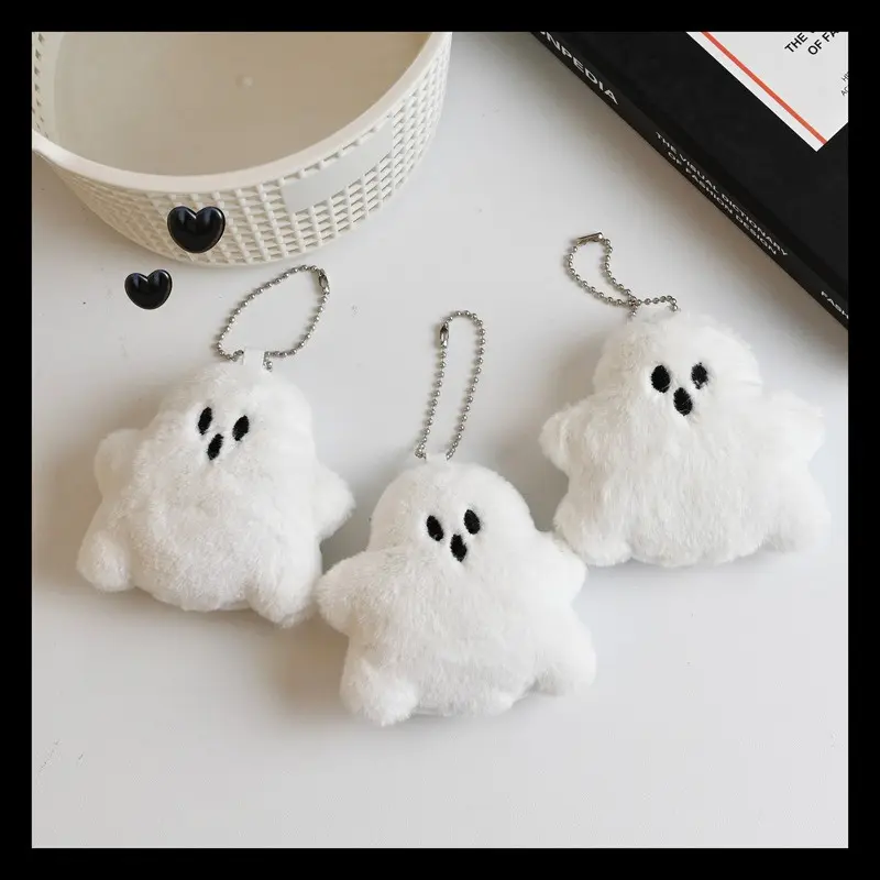 Cute Plush Little White Ghost Doll Pendant, Funny Bag & Key Accessory, Ins Style Schoolbag Hanging Ornament