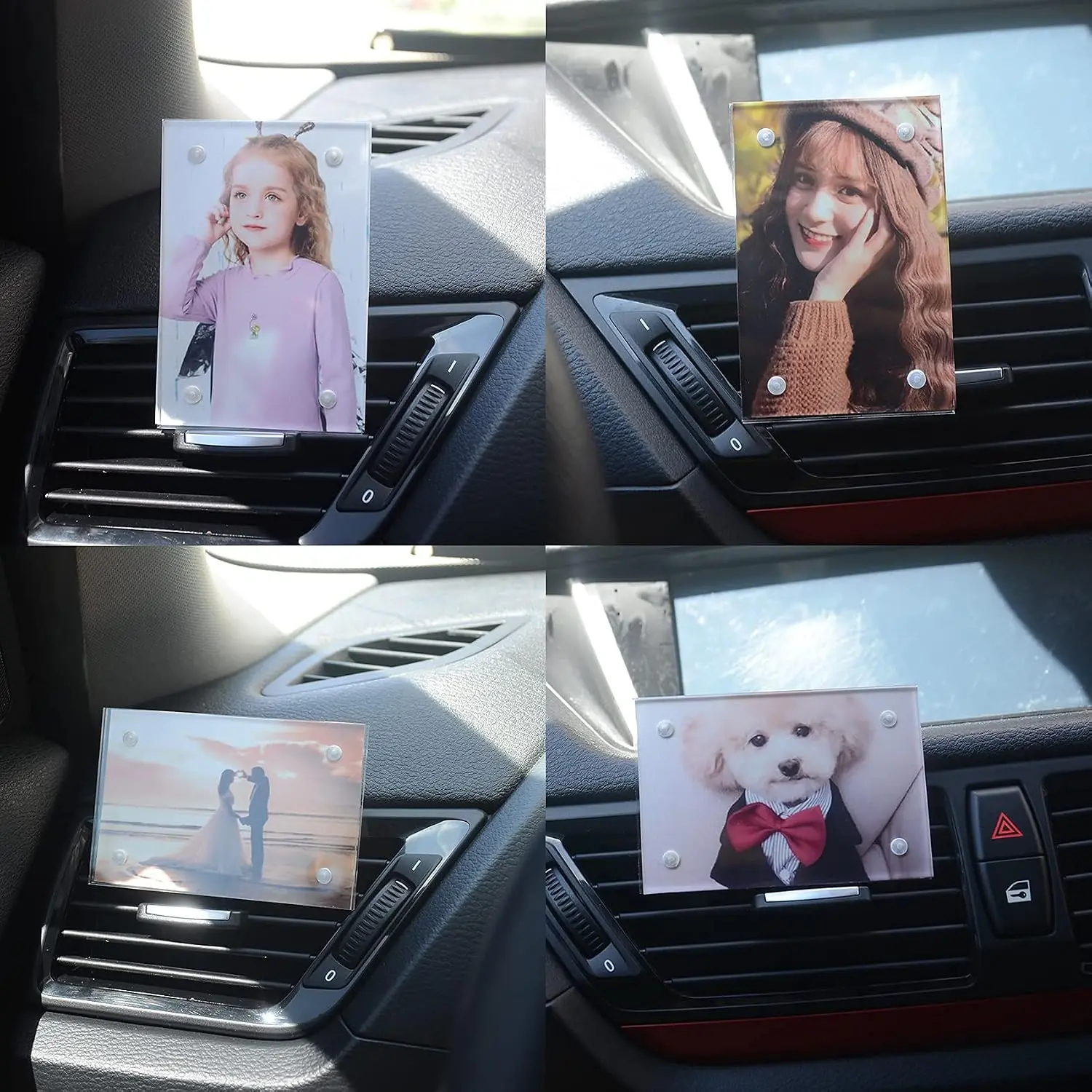 Dashboard Vent Photo holder Clip   Picture Frame  | Horizontal or Vertical Placement; 3.5 x 2.3 inch; Clear; Fit wallet size photos
