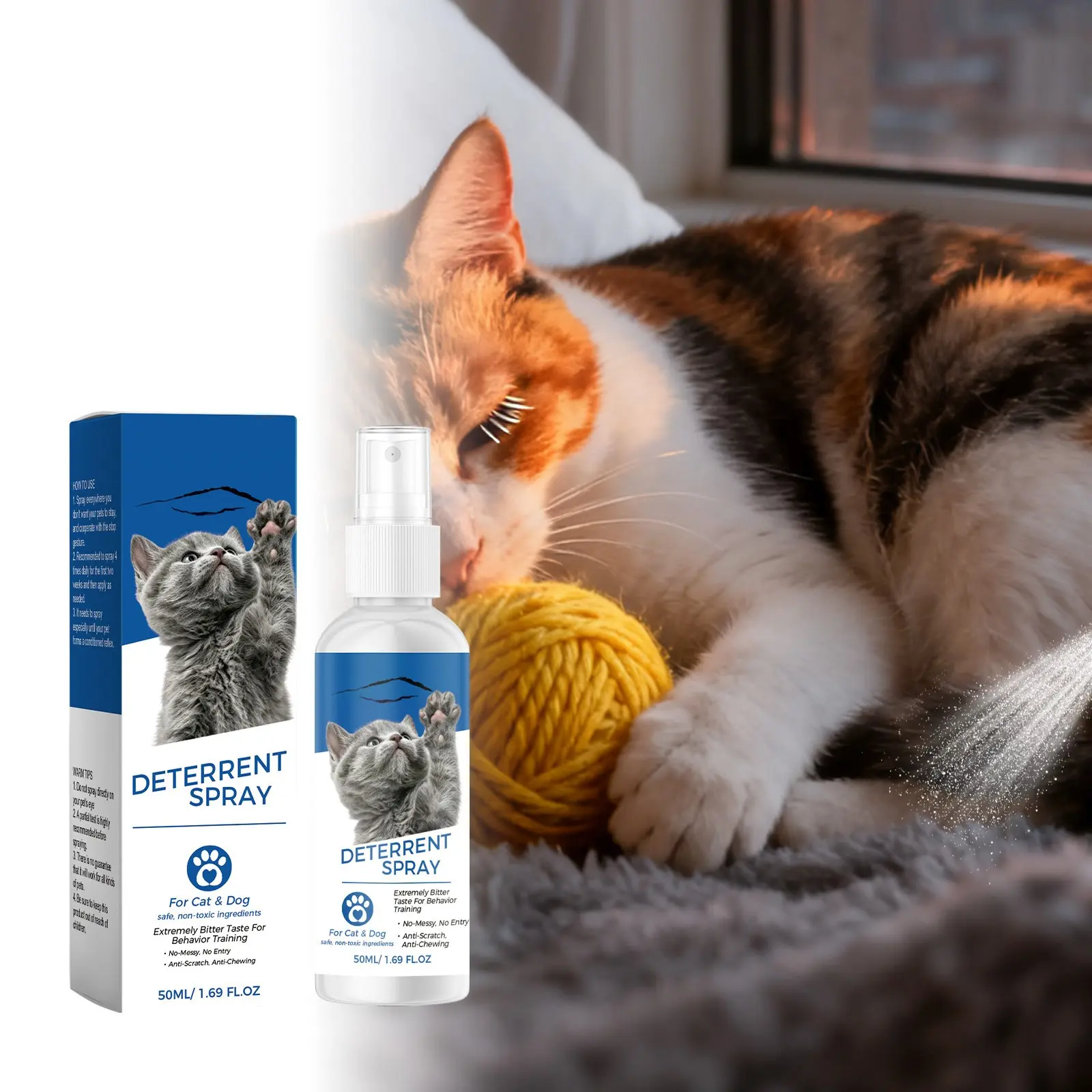 Pet Repellent Spray Supplies for Cats and Dogs, Indoor and Outdoor Use, Scratch and Chew Prevention, Behavior Training Aid, Protective Spray Agent