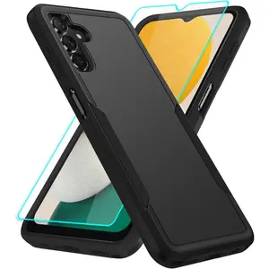 Galaxy A13 5G Case with Screen Protector, Full Body Protection Durable Rubber Cover Phone Case for Samsung, Black