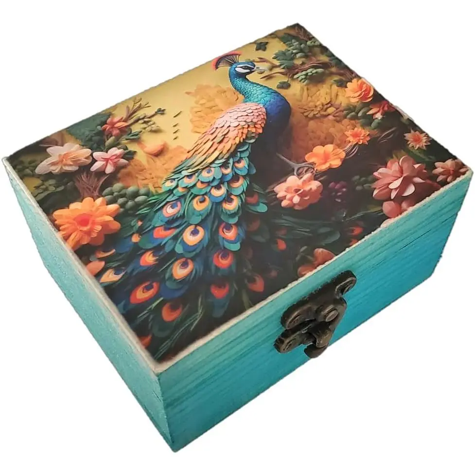 Peacock Trinket Box Small   Box | Earrings Necklace Storage Box for Girls Women | Peacock lovers  Idea,  Ornaments for  Décor (3PS)