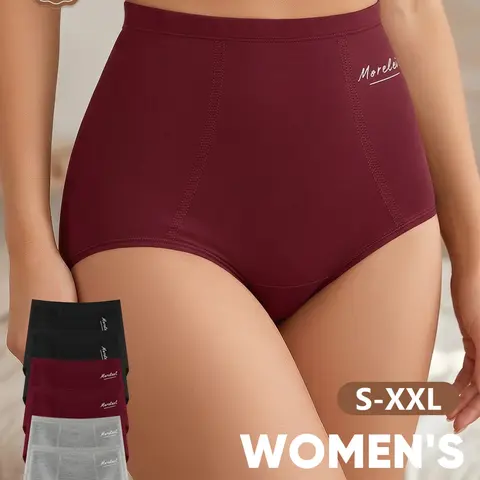 [Soft Cotton] MEIYATING 6-Pack High-Waisted Breathable Casual Women's Underwear Panties, Casual Comfy Panties, Comfortable Skin-Friendly, Sizes S-Xxxl, Waist Cinching, Simple Design, Minimalist