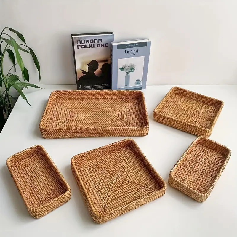 Hand-woven tray Plates boo baskets laundry baskets fruit basket