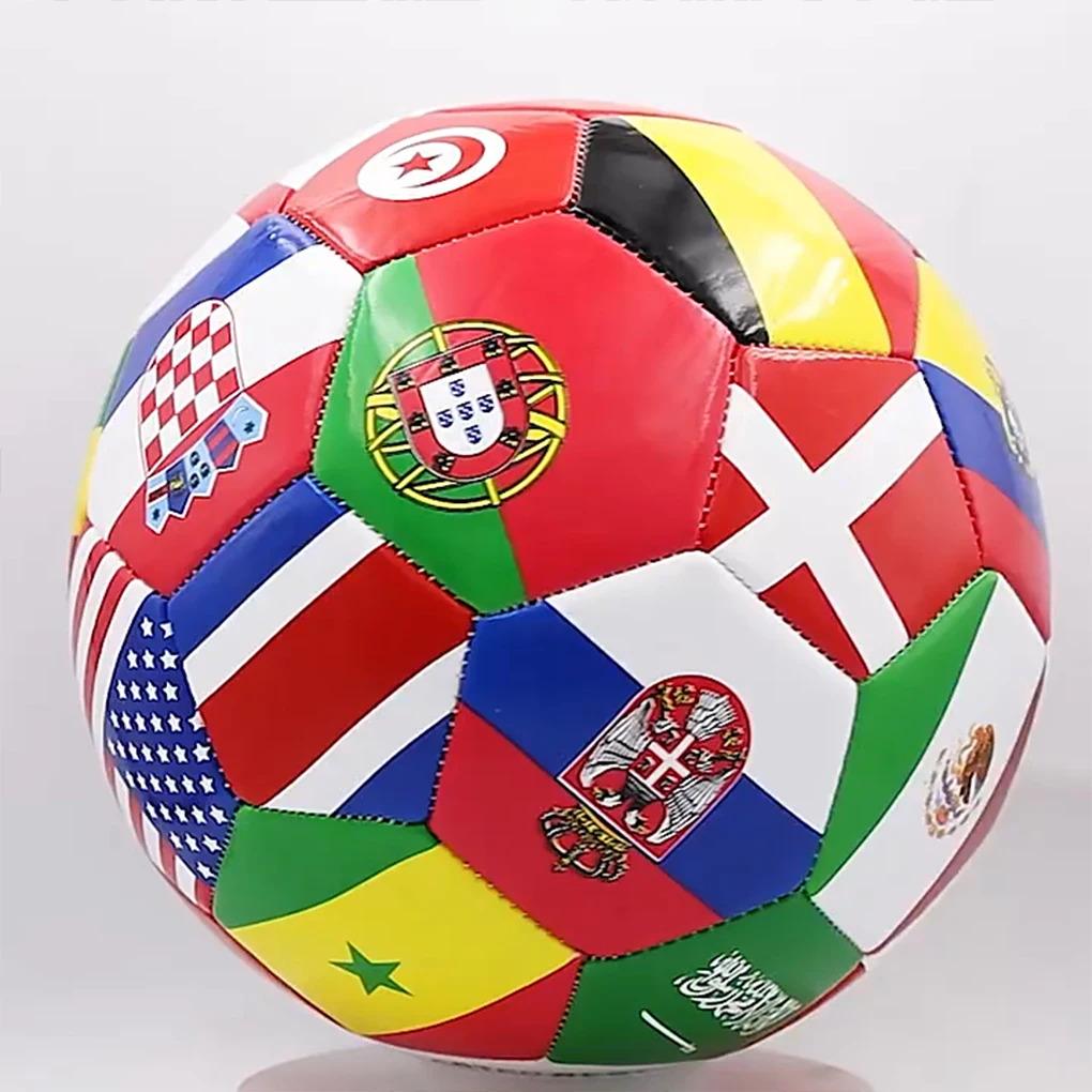 Flag Printed Soccer Ball Official Size 5 Soccer Match Ball Outdoor Match Game Football Pvc 2.7Thickened Team Training Footy Ball