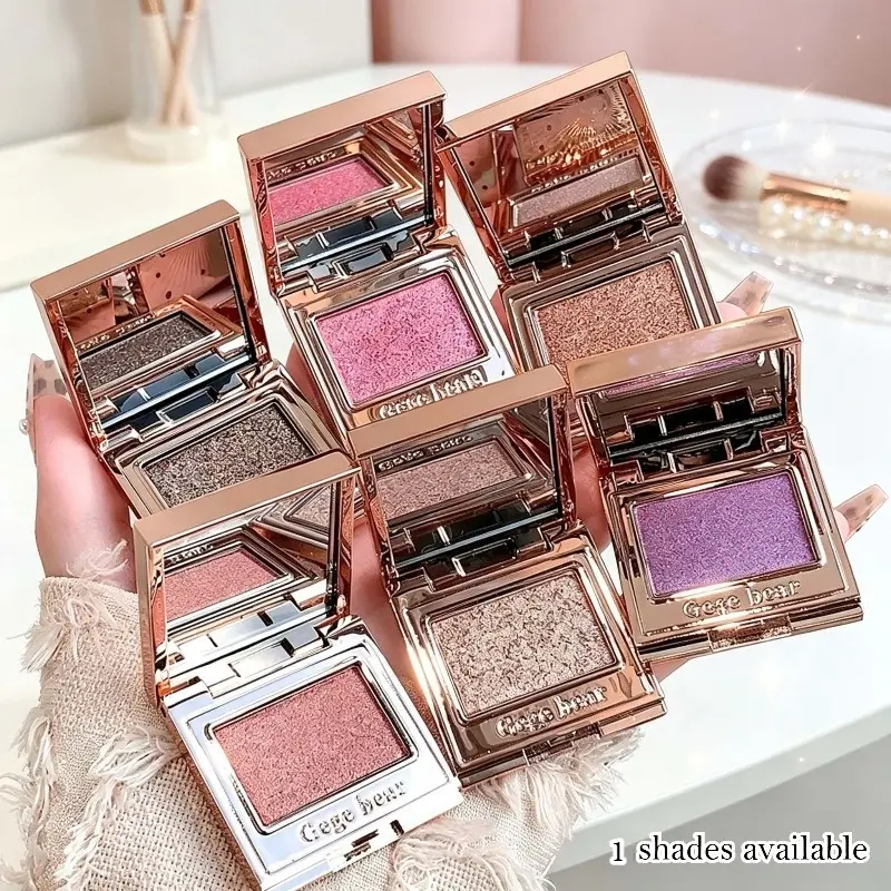 Gege Bear Gem Shimmer Single Eyeshadow, silky soft texture for pure and attractive eye makeup, smooth to blend, long-lasting pigmented, brightens and flatters skin tone