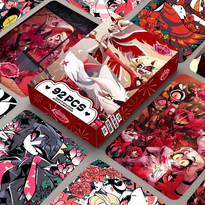 2026 Hot Hazbin Hotel LOMO Photocards Set - 92PCS Double-Side Print HD Quality Double-Sided Photo Cards with Stickers, Classic Novelty Toy for Collectors