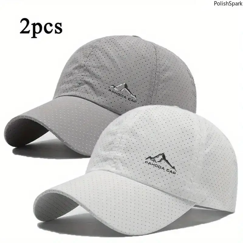 2 Pack Breathable Mesh Baseball Caps for Men & Women – Quick Dry Unisex Sports Hats, Adjustable Sun Protection Caps for Running, Hiking, Daily Wear,summerwins