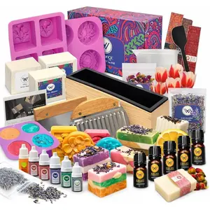 Deluxe Soap Making Kit - Adults   - Modern Floral Theme - Includes Shea Butter Soap Base, Molds, Scents, Dyes, Tools  Instructions