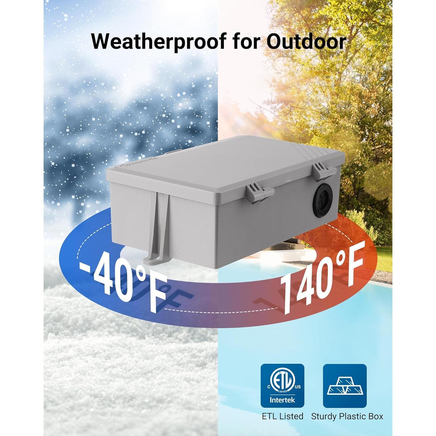 Pool Pump Timer, Digital Timer Box, 2HP 40A 120-277 VAC, 7-Day 20 ON/Off Programmable Timer  for Water Heater, Pool Pump, , , ETL Listed Gray