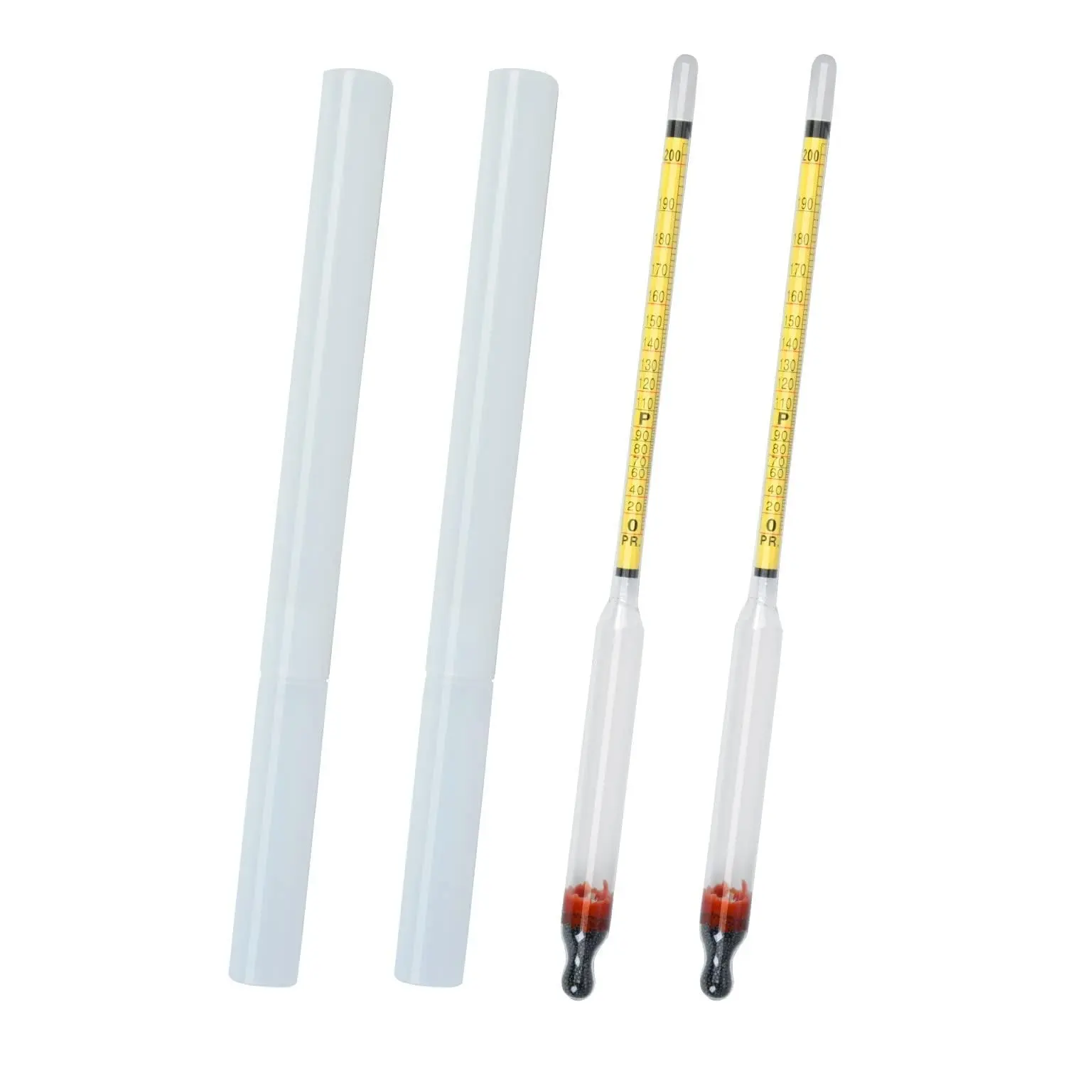 2 Pcs Sturdy Alcohol Hydrometer - 0-200 Proof Tralle Scale with Gradient, Liquor Moonshine Distilled Proofing Tester for Beginners