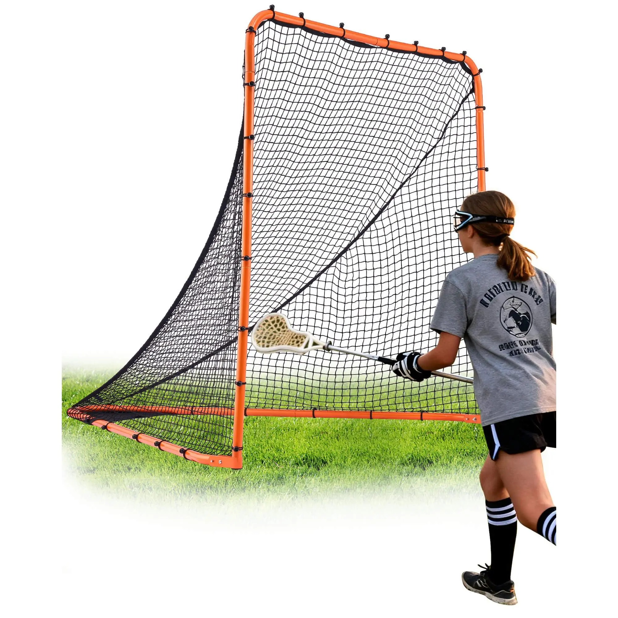 VEVOR Lacrosse Goal, 6' x 6' Lacrosse Net, Folding Portable Backyard Lacrosse Training Equipment, Steel Frame Training Net, Quick Easy Setup Lacrosse Goal, Perfect for Youth Adult Training, Orange