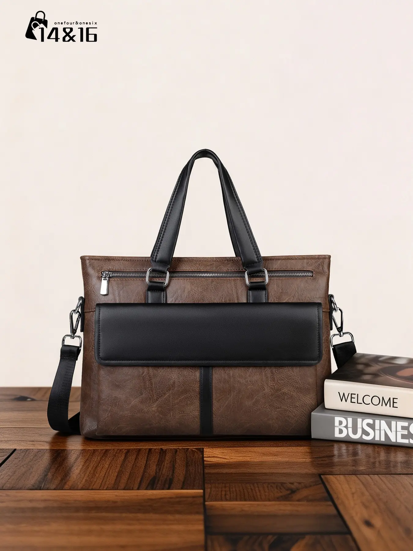 Men's Briefcase Crossbody Bag, Large Capacity Laptop Case, PU Material, Business Commute, Office Supplies, Gift for Men