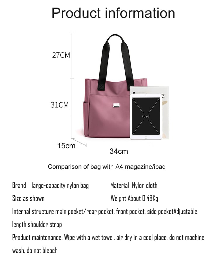 Large capacity waterproof multi pocket nylon shoulder bag for daily use, multifunctional handbag, essential for commuting, recommended latest styles