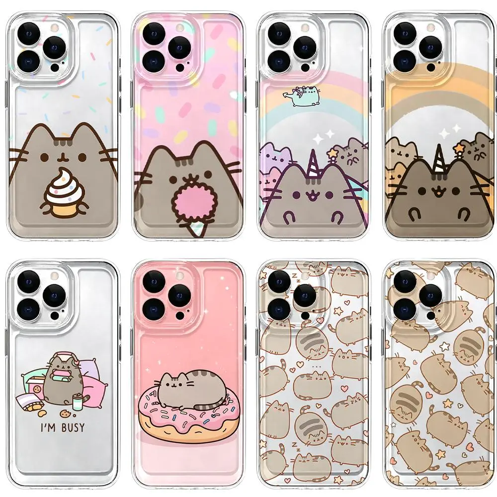 Trending Kawaii Pusheen Rainbow Confetti phone case For iPhone 17 Promax Air 16 Pro 15 14 Plus 13 12 & Samsung S23-26 Thin Anti-Fingerprint Clear Cover For Bestie, Holiday Presents