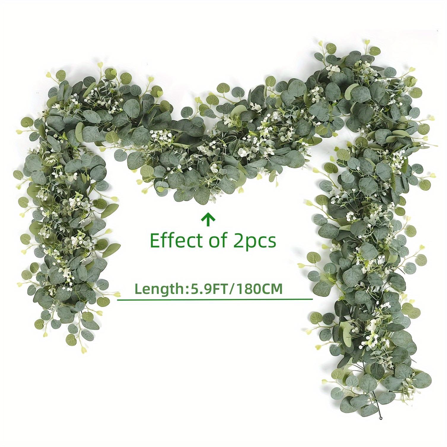 Eucalyptus Garland, 8 Counts/set Artificial Greenery Vines, Faux Eucalyptus Flowers, Room Decor Gypsophila Garland, Decorative Plant for Wedding Party Mantle Table Runner Home Decor