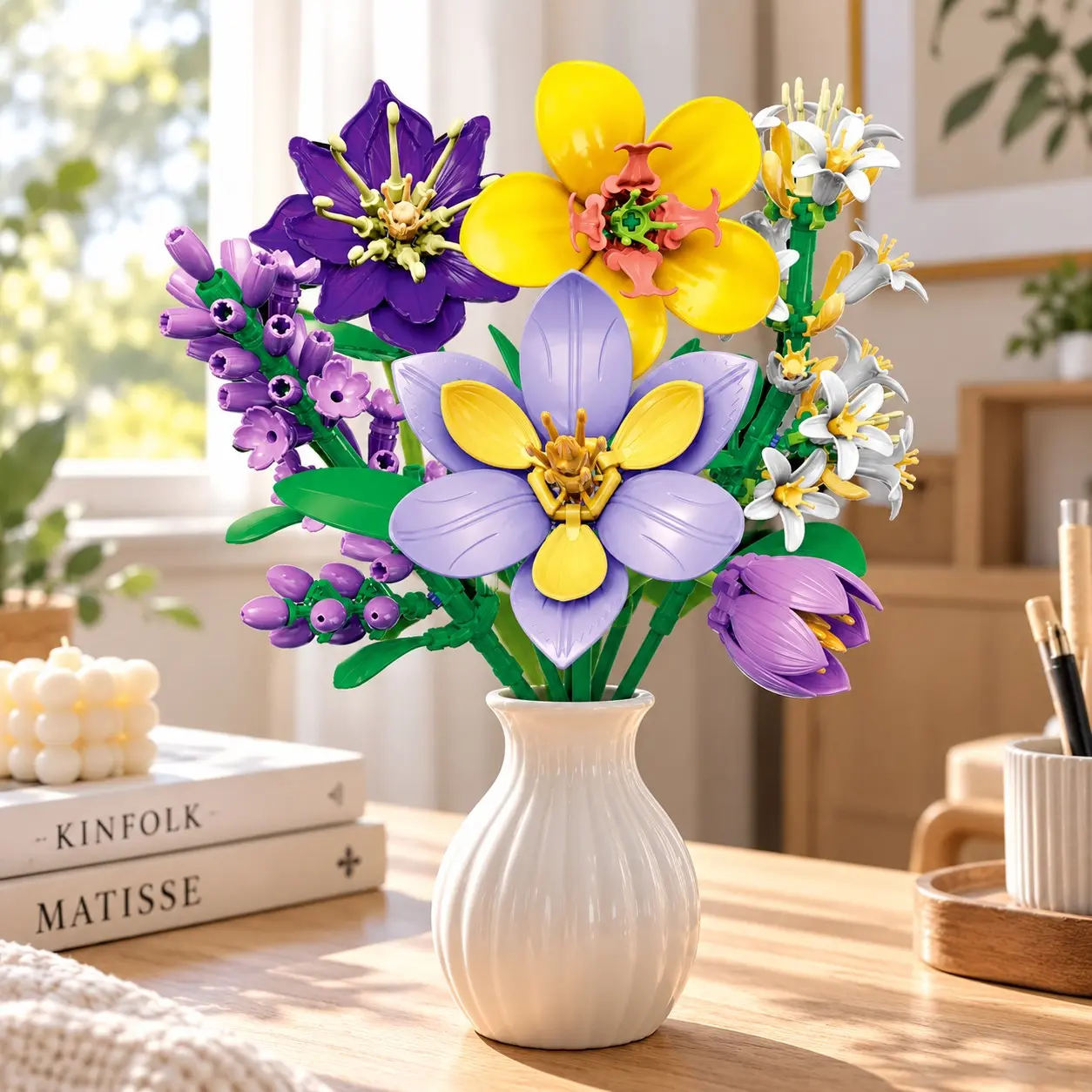 279PCS Flower Bouquet Building Blocks Set, Colorful Botanical Flower DIY Building Kit, Artificial Forever Flowers for Vase, Home & Desk Decor, Birthday Mother’s Day Gift for Women Adults, Faux Flowers Set