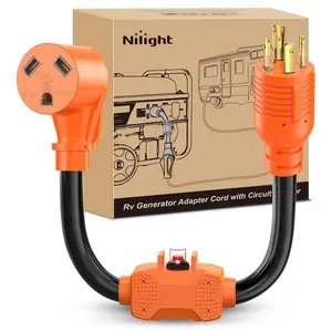 Nilight RV Generator Adapter Cord with Circuit Breaker Overload Protector 30 Amp to 30Amp 4-Prong Twist Lock Plug 10 Gauge Wire ETL Listed L14-30P to TT-30R 30M/30F for RVs Camper Caravan Van Trailer fathersdaygift