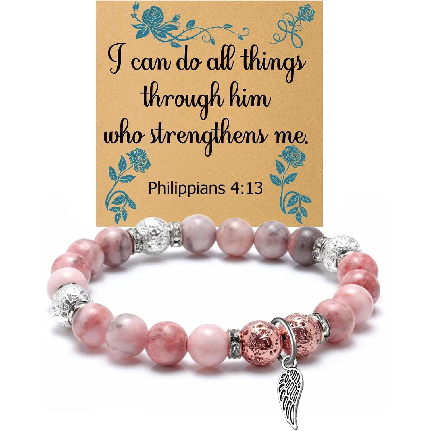 Religious Quote Faith Bracelet Christian Gifts for Woman  Daughter Sister Grandma Godmother Christian Beaded Bracelet Confirmation Baptism Gifts