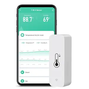 WiFi Humidity Temperature Monitor: Hygrometer Thermometer for Remote Monitor and, High Indoor Thermometer with TUYA App, No Hub Required, Compatible with Alexa (1-Pack)