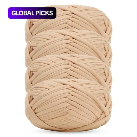 4 Rolls Cloth Strips 400g Total, Chunky Cloth Strip Yarn for Crocheting Supplies, DIY Handmade Yarn for Bags, Baskets, Pet Nest, Home Decor #GLOBAL PICKS
