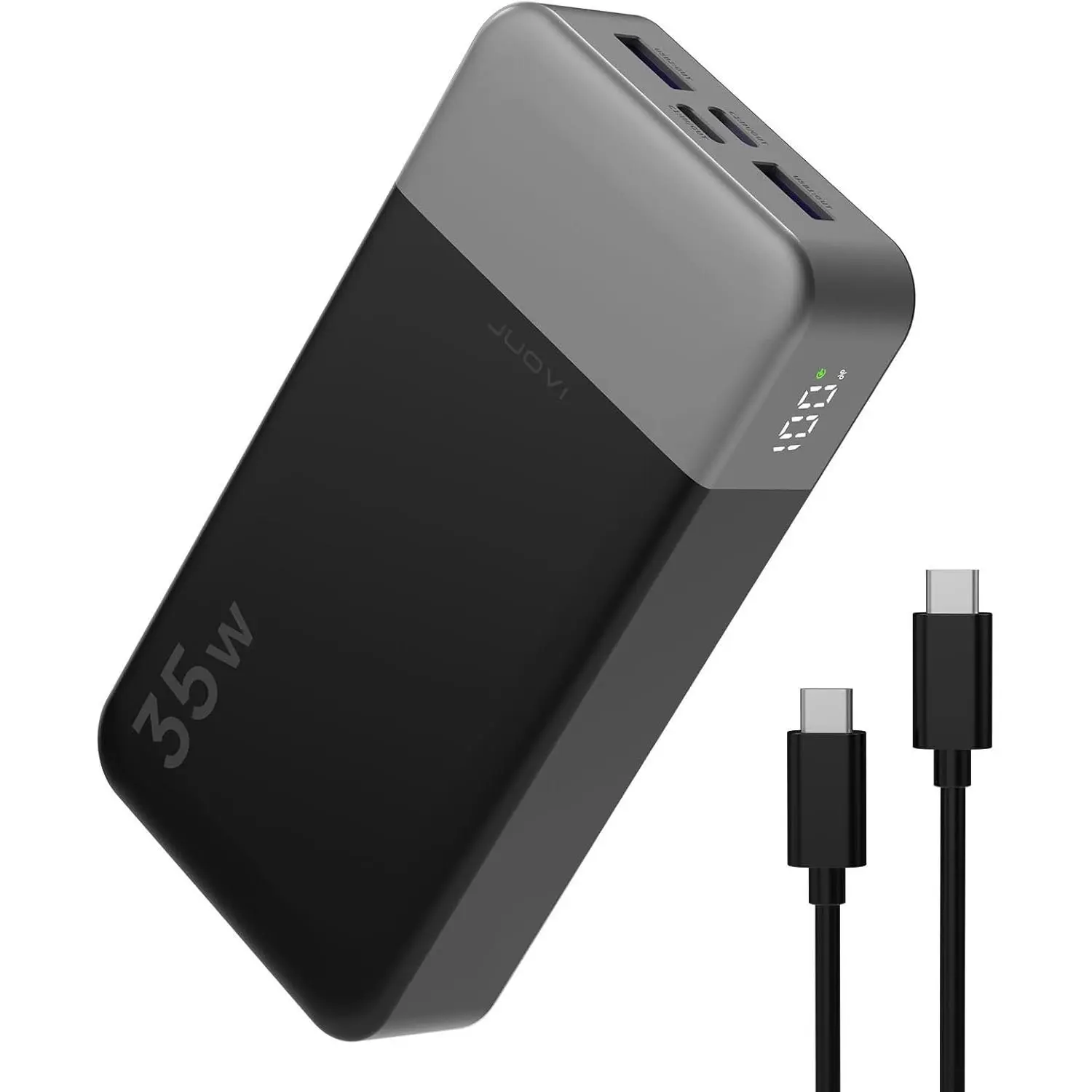 JUOVI Power Bank 35W 20000mAh Portable Charger Fast Charging，PD 3.0 QC 4.0 Fast Charging Phone Charger with LED Display, Travel Battery Pack 2 USB C 2 USB Ports for iPhone 16/15/14 Series, Galaxy,